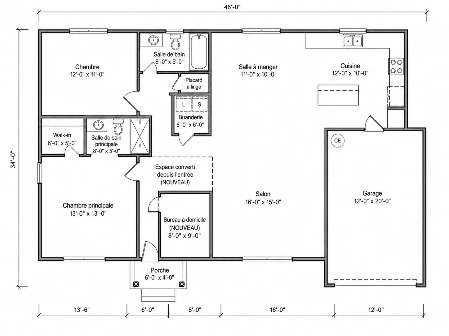 Aménagement avant et après montrant un espace perdu converti en bureau à domicile fonctionnel