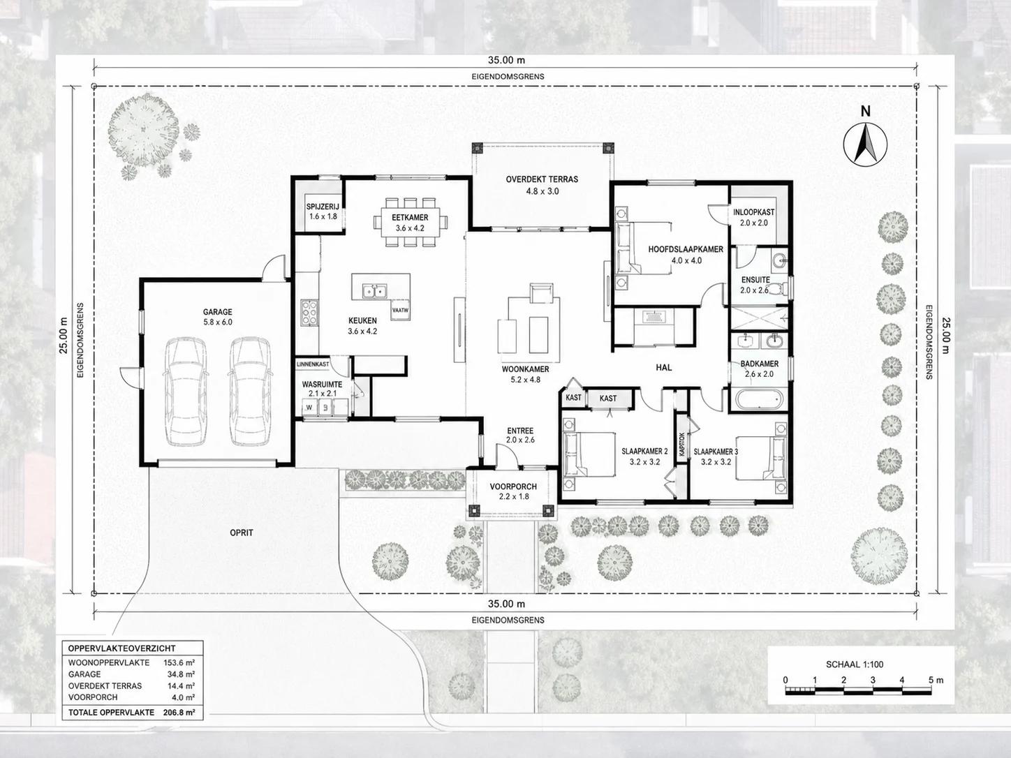 Luchtfoto van een gebouw omgezet in een plattegrond