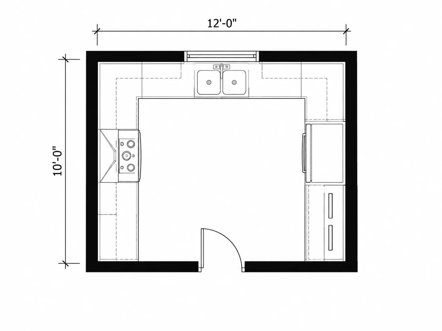 U-shaped kitchen layout with the sink centred under a window
