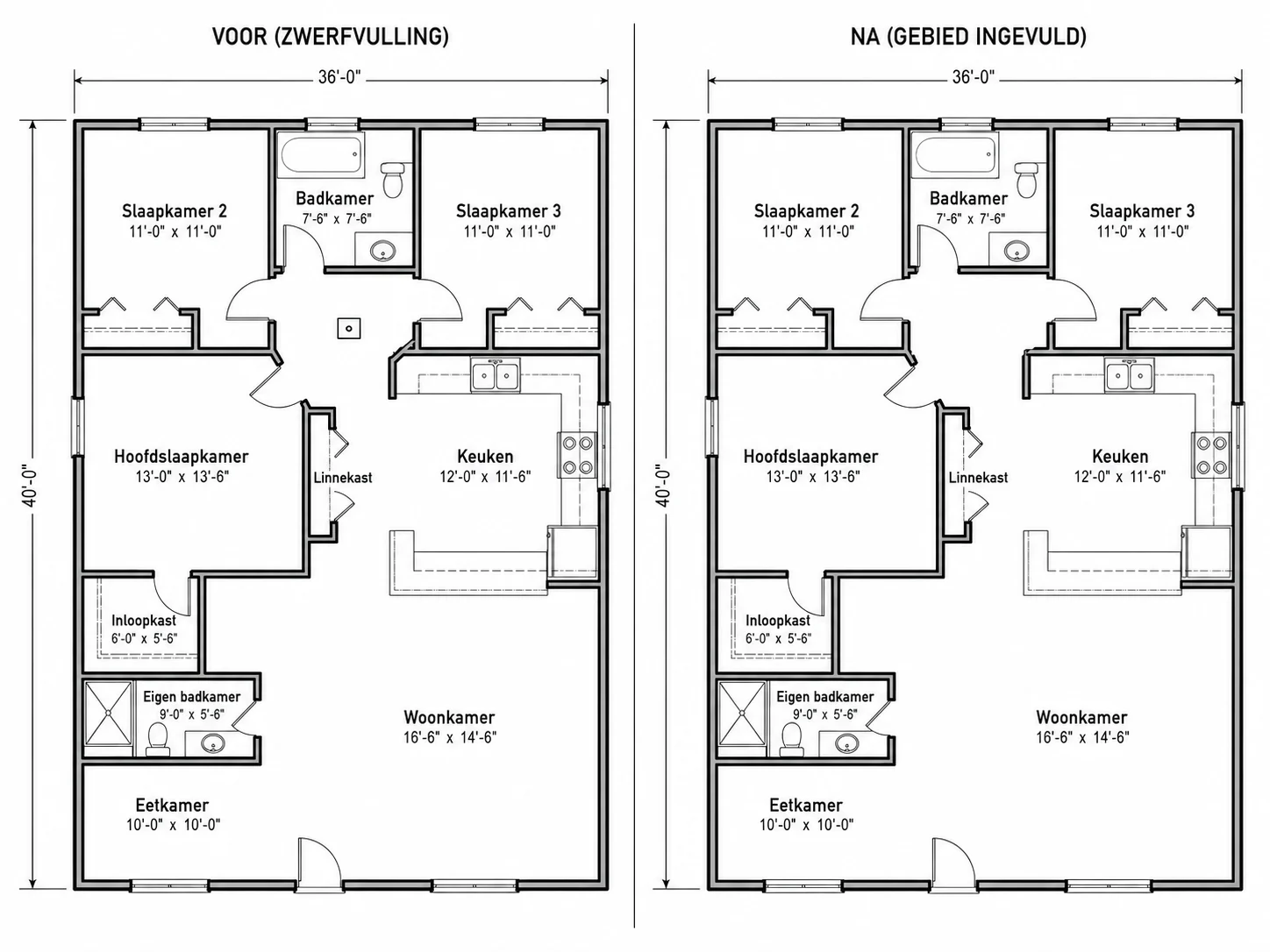 Object verwijderd uit een plattegrond en naadloos opgevuld in dezelfde stijl
