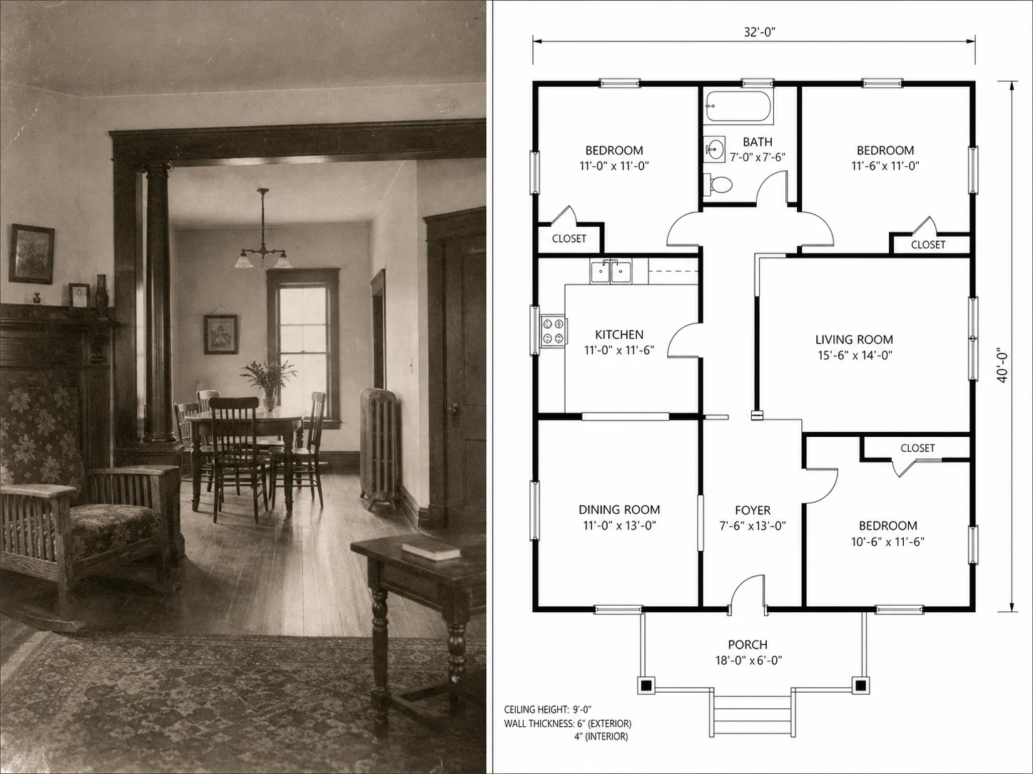 Old low-resolution photo converted into a digital layout