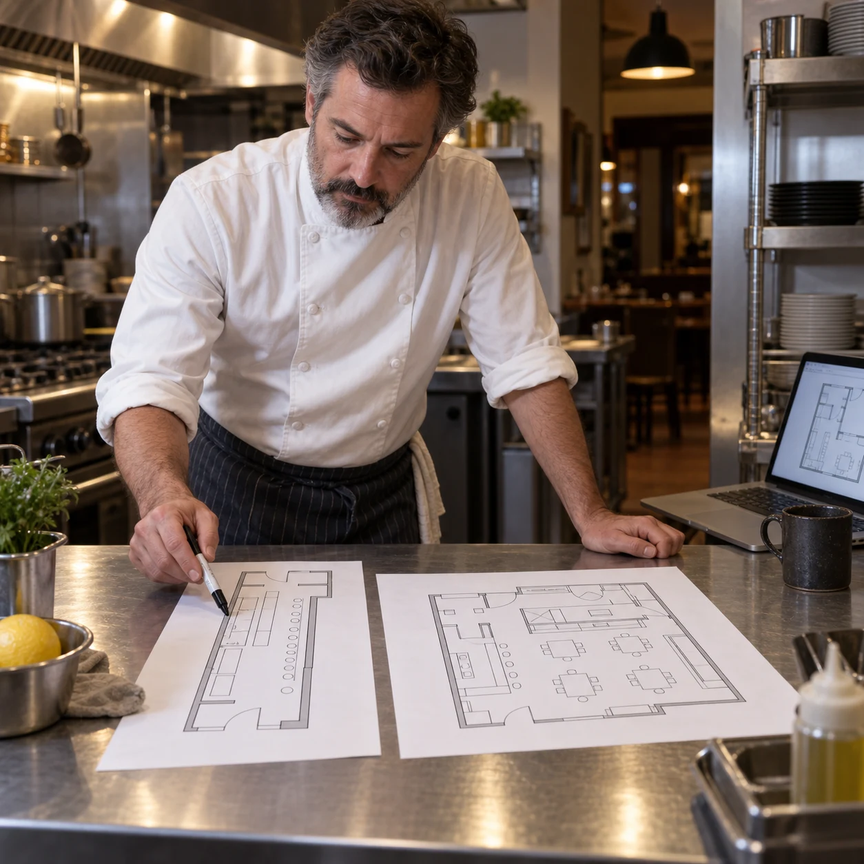 Restaurant operator comparing two restaurant layouts for different unit shapes